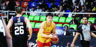 Jhuniel Dela Rama hits the game-winner for San Sebastian against his former school, Letran. PHOTO COURTESY OF NCAA/GMA SPORTS