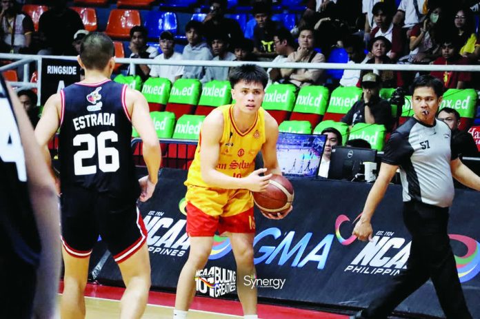 sports_NCAA_resized_compressed Jhuniel Dela Rama hits the game-winner for San Sebastian against his former school, Letran. PHOTO COURTESY OF NCAA/GMA SPORTS