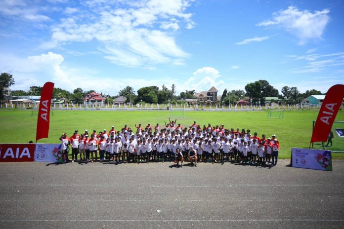 AHS Iloilo Football Clinic Group Picture AIA Philippines brought its world-class football clinic to Iloilo as part of the AIA Healthiest Schools program.