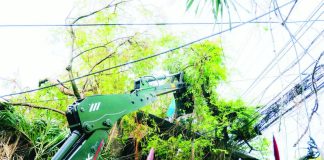 Damaged telco wires and posts in Bacolod City, left hazardous to motorists and pedestrians, obstructing emergency operations and contributing to urban blight, following the impact of Typhoon “Tino” on November 4. MAYOR GREG GASATAYA PHOTO