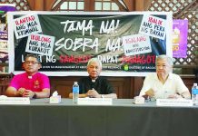 Church, civic groups urge public to join anti-corruption march on Bonifacio Day (Left to right) Bishop Virgilio Amihan of the Iglesia Filipina Independiente, Bishop Patricio Buzon, and former Negros Occidental Gov. Rafael Coscolluela. MAE SINGUAY/PN