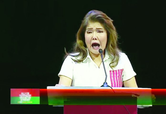 Palace_Imee_copy_resized_compressed Sen. Imee Marcos accused her brother, President Ferdinand “Bongbong” Marcos Jr., of drug use. She made the statement on Monday (November 17) during the second day of Iglesia Ni Cristo’s “Rally for Transparency and a Better Democracy” at Quirino Grandstand in Manila.