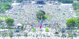 Aerial view of the Iglesia ni Cristo rally for accountability over a flood-control corruption scandal at the Quirino Grandstand in Rizal Park. It’s the latest show of outrage over accusations of widespread corruption in flood-control projects in one of the world’s most typhoon-prone countries. Various groups have protested in recent months following the discovery that thousands of flood defense projects across the country were substandard, incomplete or simply did not exist. Image courtesy of Manila DRRM Office /Facebook
