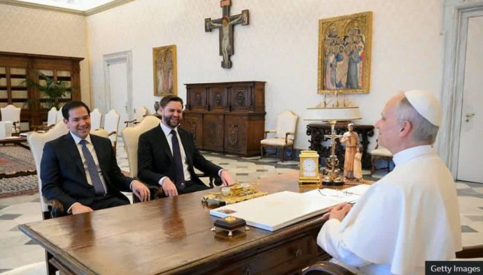 Vatican_compressed Pope Leo has met with Catholic members of the Trump administration earlier this year, namely vice president JD Vance and secretary of state Marco Rubio. GETTY IMAGES