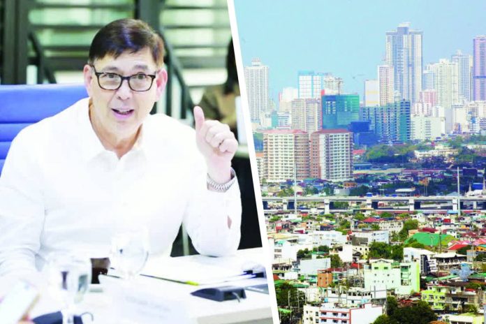 dof Finance Secretary Ralph Recto (left) says the Marcos administration had measures in place for a “major government cleanup” geared toward reversing the gross domestic product slump. Right photo shows high-rise buildings as seen from the Makati City business district on March 14, 2025. DOF PHOTO / PNA PHOTO BY YANCY LIM