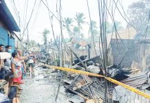 13 Oton families homeless; Sunday fire exposes risks in crowded communities Residents survey the aftermath of a fire that gutted several houses in Barangay Poblacion South, Oton, Iloilo on Sunday morning, November 9, 2025, leaving 13 families homeless. Fire officials said narrow pathways and strong winds hampered firefighting efforts. GMA SUPER RADYO ILOILO PHOTO
