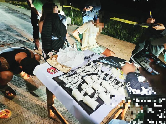 sara drugs copy Officers of the Provincial Drug Enforcement Unit of the Iloilo Police Provincial Office seized over P12.2 million worth of suspected shabu and arrested three suspects in a buy-bust operation in Barangay Aldeguer, Sara, Iloilo, on Nov. 15, 2025. IPPO PHOTO