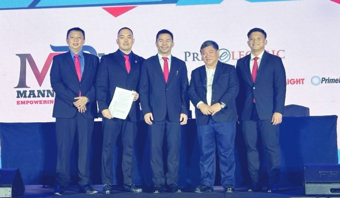 secondary more power Primelectric President Roel Castro (second from right) and national boxing icon Manny Pacquiao (center) signed an agreement on Oct. 30, 2025 to include the latter’s Manny Pay among the third-party collection agents for Primelectric’s utility services.