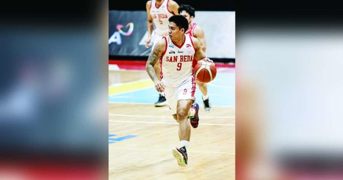 John Bryan Sajonia fires away for San Beda. PHOTO COURTESY OF NCAA/GMA SPORTS