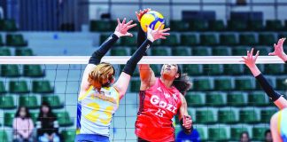Petro Gazz Angels' MarJana Phillips attacks against Capital1 Solar Energy Solar Spikers' Rachel Austero. PVL PHOTO