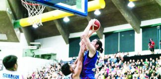 Gilas Pilipinas' Quentin Millora-Brown scores against the defense of Guam's Tai Wesley. FIBA PHOTO