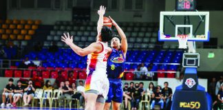 Rain or Shine Elasto Painters’ Anton Asistio rises for a three-pointer against Phoenix Fuel Masters’ Ricci Rivero during their PBA Philippine Cup clash at the Ninoy Aquino Stadium. PBA PHOTO