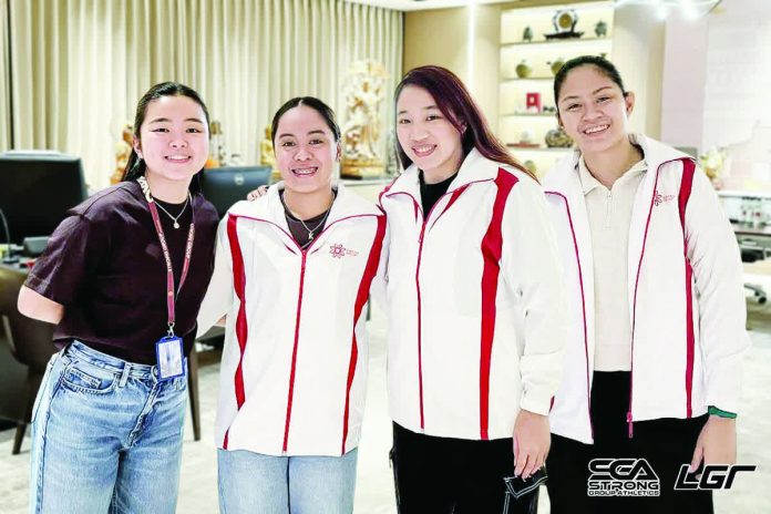 SGA_picks_resized_compressed Strong Group Athletics volleyball head Kiara Cruz (left) with Karen Verdeflor, Princess Anne Robles, and Renee Peñafiel. SGA PHOTO