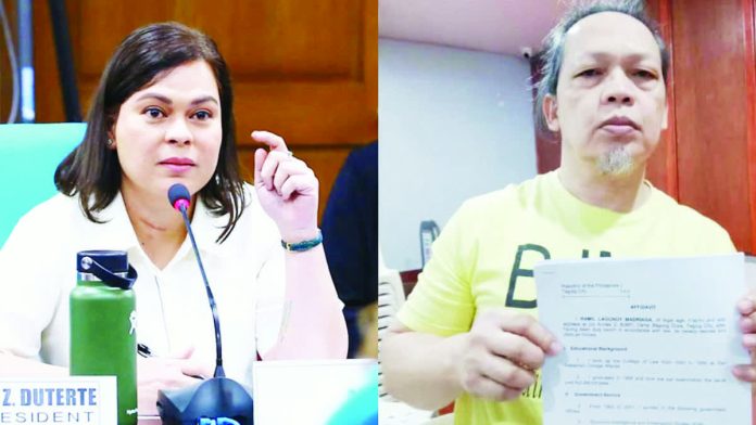 VP Sara denies ties to detained kidnap suspect Madriaga