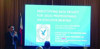 Atty. Jon O. Bello discusses key provisions and common misconceptions about the Data Privacy Act during the executive briefing “Demystifying Data Privacy for Legal Professionals” held at the Casa Real Social Hall of the Iloilo Provincial Capitol on Dec. 5, 2025. IME SORNITO/PN