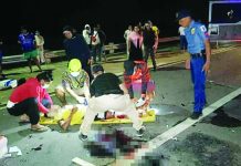 An early morning collision between two motorcycles on Nov. 30 in Barangay Lalagsan, La Castellana, Negros Occidental claimed the lives of two drivers. LA CASTELLANA PNP PHOTO