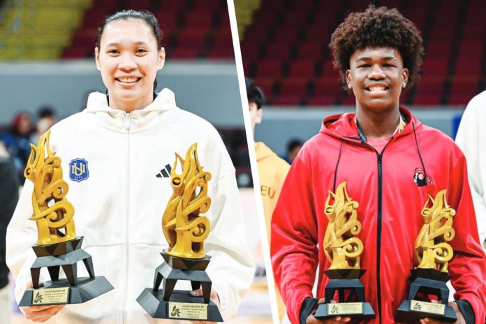 Karl Ann Pingol of National University and Goodluck Okebata of University of the East — both proud Ilonggos — made UAAP Season 88 history after being crowned MVPs in their respective divisions. PHOTOS COURTESY OF UAAP