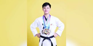 Justin Kobe Macario delivered the Philippines’ first gold medal of the 33rd SEA Games after topping the men’s freestyle poomsae event. FACEBOOK PHOTO