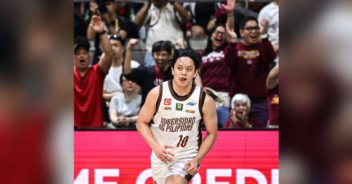 Terrence Fortea fired the go-ahead triple and anchored the final defensive stand in UP’s 82-81 win over UST to secure a UAAP Finals berth. UAAP PHOTO