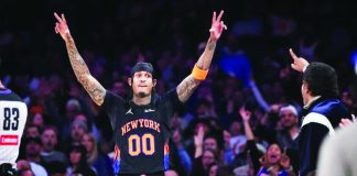Filipino-American guard Jordan Clarkson sparked New York Knicks' comeback win over San Antonio Spurs to rule the NBA Cup. PHOTO COURTESY OF HEATHER KHALIFA/AP