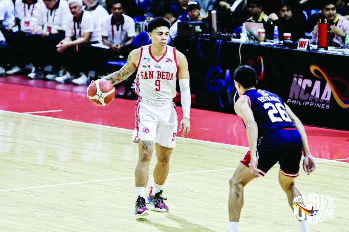 Ilonggo scorer John Bryan Sajonia stepped up for the San Beda Red Lions with 17 points in their runaway Game 1 win over Letran in the NCAA Season 101 finals. NCAA PHOTO