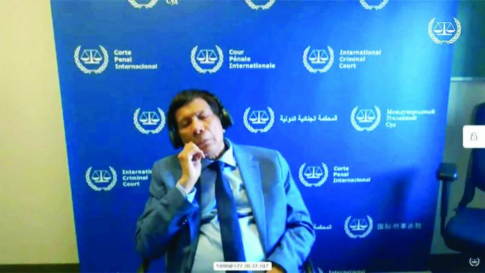 Former President Rodrigo Duterte at the International Criminal Court. SCREENGRABBED FROM THE ICC