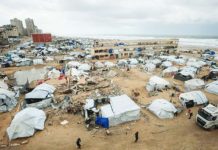 US launches Phase Two of Gaza Strip peace plan These tents are used by displaced Palestinians on a beach during a windy winter day in Gaza City. REUTERS