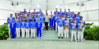 The 33rd Southeast Asian Games gold medal winners with President Ferdinand “Bongbong” Marcos Jr. and First Lady Liza Araneta Marcos. POC