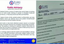 St. Luke’s Medical Center has issued a statement on January 29, 2026, denying the authenticity of President Ferdinand Marcos Jr.’s supposed medical test results that have gone viral.