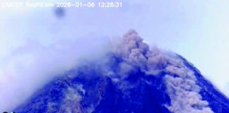 The collapse of a lava dome at the Mayon Volcano is seen in footage posted on social media by the Philippine Institute of Volcanology and Seismology on Tuesday, January 6, 2026. The collapse triggered pyroclastic density currents. SCREENGRAB FROM PHIVOLCS/X