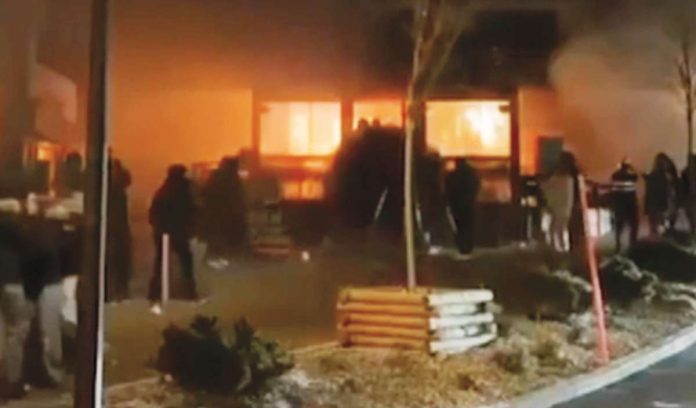 Switzerland copy This video grab shows moment the Swiss bar fire appears to start. BBC