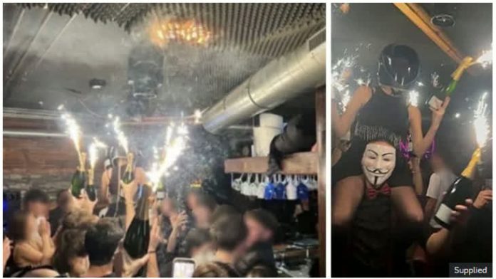 These photos show lit sparklers attached to bottles inside Le Constellation nightclub before it was hit by fire. The likely cause of the fire was sparklers on champagne bottles being carried too close to the ceiling, a preliminary investigation of how the fire began found. BBC