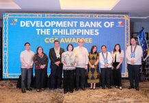 DBP cited by state regulator for good governance DBP Executive Vice President Catherine Magana (fourth from left) holds the award from the GCG in recognition of the Bank’s corporate governance initiatives. Also in photo are (from left): National Privacy Commission Chairman Johann Carlos S. Barcena, DBP Senior Vice President Soraya F. Adiong, former Senate President Franklin M. Drilon, GCG Chairperson Marius P. Corpus, GCG Commissioner Geraldine Marie B. Berberabe-Martinez, Department of Finance Undersecretary Rolando G. Tungpalan, DBP Corporate Secretary Maria Katrina L. Infante, and Department of Budget and Management Assistant Secretary Leonido J. Pulido III.