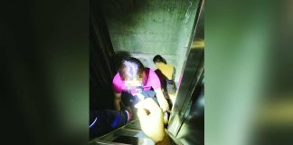 Bureau of Fire Protection personnel assist in the extraction of seven employees of the Department of Interior and Local Government – Regional Office 6 who were trapped inside a malfunctioning elevator at their office building in Barangay Bolong Oeste, Santa Barbara, Iloilo. The employees were safely rescued without injury. PHOTO FROM BFP SANTA BARBARA