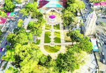 Jaro, Mandurriao public plazas, La Paz market set for further improvements This aerial view of Jaro Plaza shows the historic district’s central park framed by mature trees, the Jaro Belfry, and surrounding streets. No fiesta carnival will be held at the plaza during the February 2 Jaro Fiesta in honor of Nuestra Señora de la Candelaria. PHOTO FROM JERRY TREÑAS FACEBOOK PAGE
