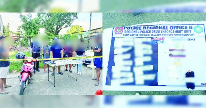 molo-buy-bust Antidrug police operatives gather around a table displaying the items seized from a buy-bust operation in Barangay Taal, Molo, Iloilo City on December 29, 2025. They recovered more than P1.3 million worth of suspected shabu. The operation was conducted by the Regional Police Drug Enforcement Unit after weeks of surveillance. RPDEU-6 PHOTO