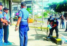 Pharmacy office hit by dawn robbery The city police’s Scene of the Crime Operatives process evidence outside the B-Shine Pharma office at the corner of Burgos and Magdalo streets in La Paz, Iloilo City, following an early-morning robbery on January 11, 2025. Investigators recovered tools believed used in the break-in and are enhancing security camera footage to identify the suspect. AJ PALCULLO/PN