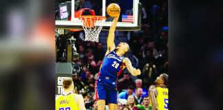 Cleveland Cavaliers guard Jaylon Tyson soars for a one-handed dunk. PHOTO COURTESY OF CLEVELAND CAVALIERS