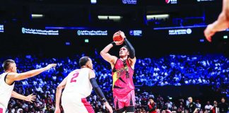 San Miguel Beermen center June Mar Fajardo reinforces his bid for a record 13th Best Player of the Conference award in the PBA Season 50 Philippine Cup. PBA PHOTO