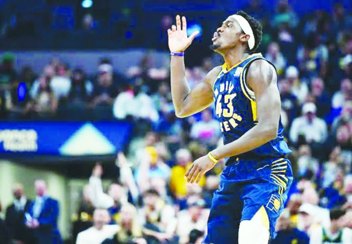 sports_Siakam_resized_compressed Indiana Pacers’ Paskal Siakam gestures after a made basket against Boston Celtics. PHOTO COURTESY OF FIELD LEVEL MEDIA