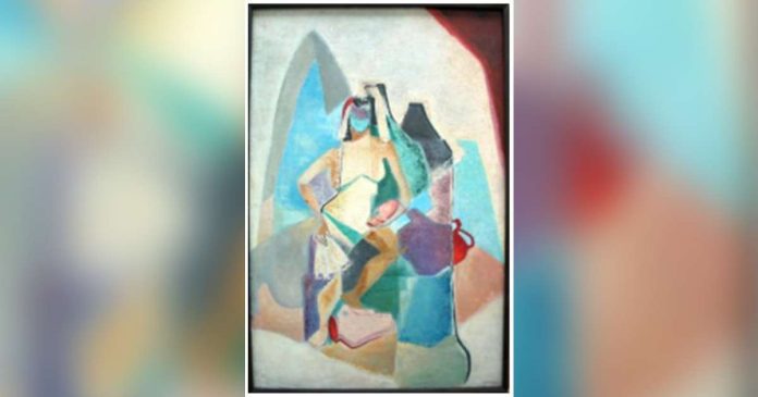 up-exhibit Nena Saguil’s “Fontainebleau” (1954), oil on canvas