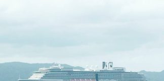 The luxury cruise ship MS Westerdam docked off Boracay Island on February 5, during its 28-day voyage from Singapore to Yokohama, Japan, with the island included as a stopover for passengers. GOV. JOEN MIRAFLORES FB PHOTO