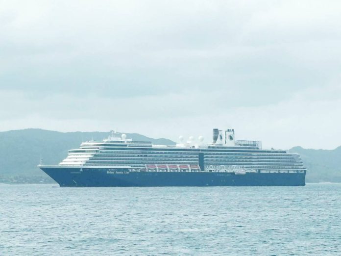 The luxury cruise ship MS Westerdam docked off Boracay Island on February 5, during its 28-day voyage from Singapore to Yokohama, Japan, with the island included as a stopover for passengers. GOV. JOEN MIRAFLORES FB PHOTO