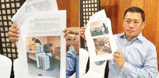 Atty. Levito “Levi” Baligod shows photos of alleged delivery of suitcases and bags of money to various politicians and International Criminal Court investigators.