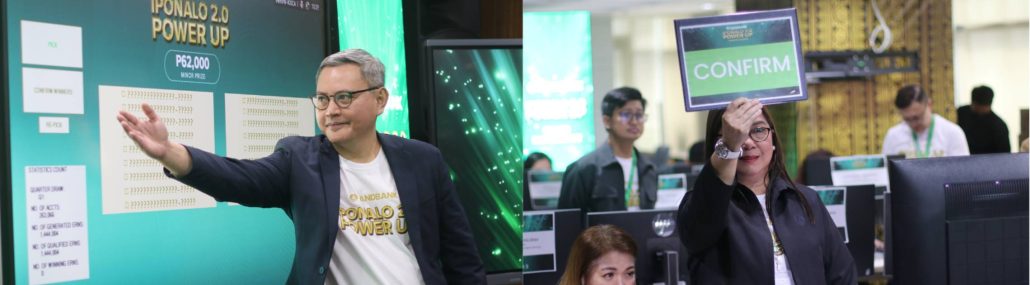 LANDBANK officials lead the grand raffle draw for the IpoNalo 2.0 Power Up Promo, where lucky depositors were selected to win major cash prizes as part of the bank’s initiative to encourage savings.