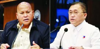 Senators Ronald “Bato” dela Rosa (left) and Christopher Lawrence “Bong” Go are among the eight co-perpetrators identified in the lesser redacted version of the document containing charges against former President Rodrigo Duterte submitted by the International Criminal Court - Office of the Prosecutor.