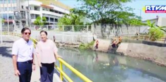 President Ferdinand R. Marcos Jr. and Naga City’s Mayor Leni Robredo inspect ongoing operations under Oplan Kontra Baha at Sagop Creek in Barangay Triangulo on February 21, 2026. PNA