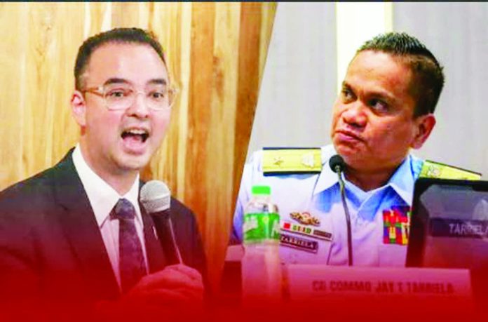 PCG_spokesman_copy_resized_compressed Philippine Coast Guard spokesperson Jay Tarriela (right) says he was taken aback by Sen. Alan Peter Cayetano’s statements during a Senate debate on a resolution condemning statements by the Chinese Embassy over the West Philippine Sea issue.