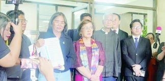 Religious groups, priests, and lawyers file with the House of Representatives on Monday, Feb. 9, 2026, the third impeachment complaint against Vice President Sara Duterte. They are accompanied by ML party-list’s Cong. Leila de Lima. LLANESCA T. PANTI/GMA INTEGRATED NEWS
