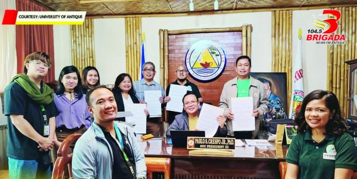 UA_Haribon_copy_resized_compressed Officials of the University of Antique and the Haribon Foundation for the Conservation of Natural Resources, Inc. signed a Memorandum of Understanding on February 6 to formalize their partnership aimed at strengthening environmental conservation initiatives in key ecological areas of Antique and Aklan. 104.5 BRIGADA SAN JOSE ANTIQUE FB PHOTO